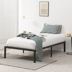 zizin bed frame platform base 14 inch with storage/heavy duty metal beds frames/easy assembly/noise-free/no box spring needed (twin)
