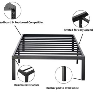 zizin Bed Frame Platform Base 14 Inch with Storage/Heavy Duty Metal Beds Frames/Easy Assembly/Noise-Free/No Box Spring Needed (Twin)