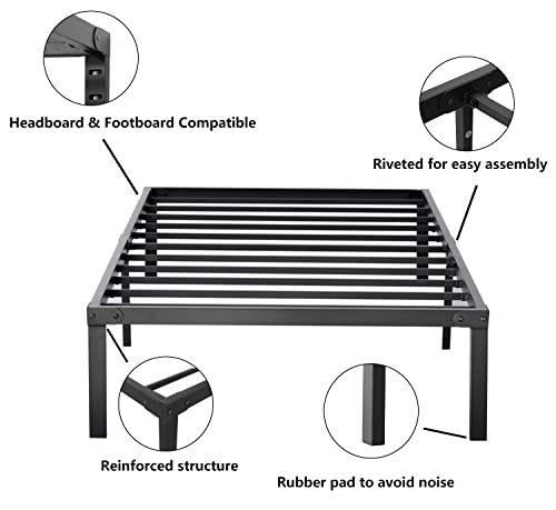 zizin Bed Frame Platform Base 14 Inch with Storage/Heavy Duty Metal Beds Frames/Easy Assembly/Noise-Free/No Box Spring Needed (Twin)