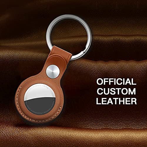 AICase Case for AirTag with Keychain Ring, Protective Leather Holder Tracker Cover with Keyring Compatible with Apple New Air Tag 2021 for Pets, Keys, Luggage, Backpacks