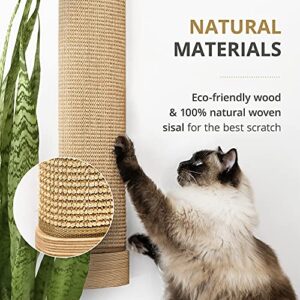 7 Ruby Road Wall Mounted Cat Scratching Post - Wall Mount Wooden Sisal Cat Scratcher & Vertical Scratch Pad (Replaceable) - Modern Cat Wall Furniture for Indoor Cats or Kittens (29.5 x 6 in)