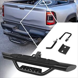 aluminum oval towing hitch step bar fits 2 inches receiver truck bed | 36.5" wide x 3.75" od (black)