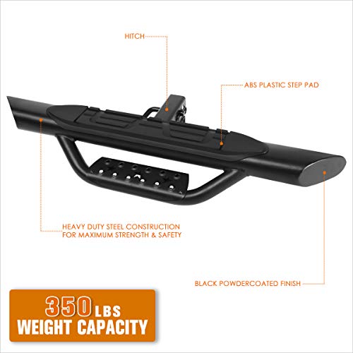 Aluminum Oval Towing Hitch Step Bar Fits 2 Inches Receiver Truck Bed | 36.5" Wide X 3.75" OD (Black)