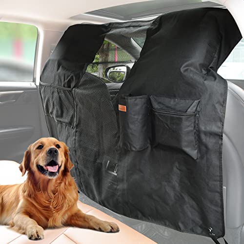 LOOBANI Dog Car Net Barrier 46‘’ Wide with Adjustable Rope and Storage Bag, Universal for Cars and Suvs, Easy Install, Designed to Prevent Pets and Children from Interfering with Safe Driving