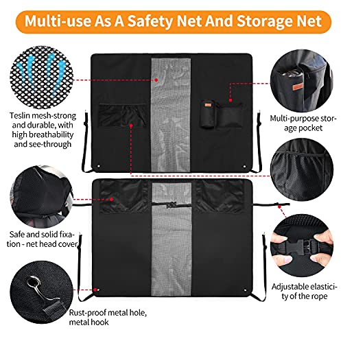 LOOBANI Dog Car Net Barrier 46‘’ Wide with Adjustable Rope and Storage Bag, Universal for Cars and Suvs, Easy Install, Designed to Prevent Pets and Children from Interfering with Safe Driving