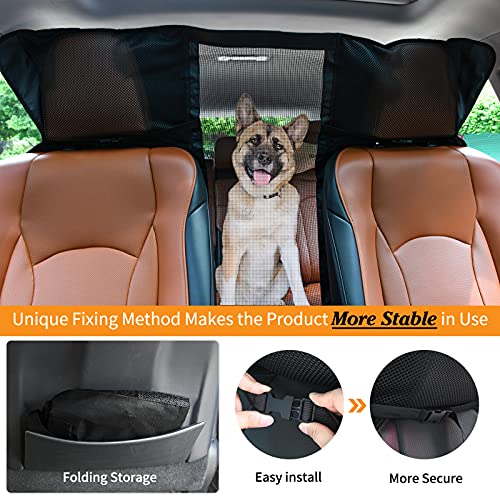 LOOBANI Dog Car Net Barrier 46‘’ Wide with Adjustable Rope and Storage Bag, Universal for Cars and Suvs, Easy Install, Designed to Prevent Pets and Children from Interfering with Safe Driving