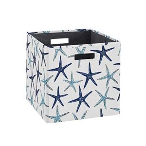 linon white and blue starfish print-set of 2 dawes storage bins