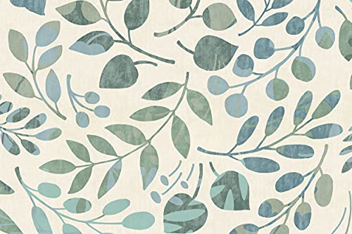 Studio M Floor Flair Woodsia - Cream Modern Greenery - 2 x 3 Ft Decorative Vinyl Rug - Non-Slip, Waterproof Floor Mat - Easy to Clean, Ultra Low Profile - Printed in The USA