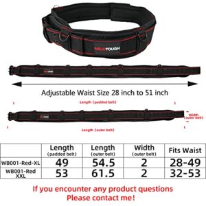 MELOTOUGH Padded Tool Belt with D ring for men construction Strong Durable Double Metal Roller Buckle,adjustable waist 28'-49 'thick confortable foam padding (XL)