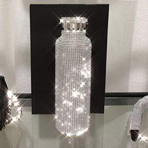 Portable Insulated Bottles - Dazzling Stylish Rhinestone Stainless Steel Water Bottle - Diamond Water Bottle - Fashion Double Walled Vacuum with Lid Water Bottle Silver 750ml