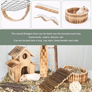 Elipark 3 Pack Wooden Hamster House Toys Set,Guinea Pig Ladder Hideout Natural Wooden Bridge Toys Set for Rabbit Rat Bunny Chinchillas,Hamsters Cage Accessories Habitat Decor for Small Animal