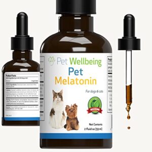 pet wellbeing pet melatonin for cats - vet-formulated - support for feline hyperthyroid, natural relaxant, sleep support - liquid supplement 2 oz (59 ml)