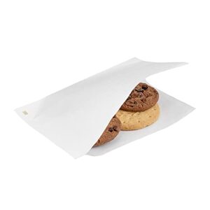 bag tek 6.25" x 4.75" double open bags, 100 small deli paper sheets - disposable, greaseproof, white paper deli wrap liners, for snacks, cookies, and more, restaurantware