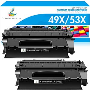 true image compatible toner cartridge replacement for hp 49x q5949x 49a q5949a 53x q7553x for hp 1320 1320n 1320tn p2015 p2015dn 1160 3390 3392 p2014 p2015d printer ink (black, 2-pack)