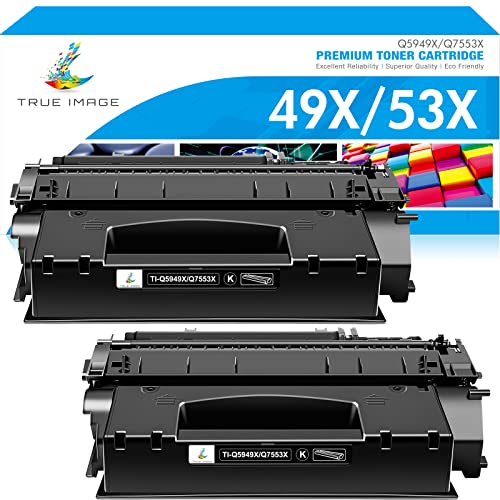 TRUE IMAGE Compatible Toner Cartridge Replacement for HP 49X Q5949X 49A Q5949A 53X Q7553X for HP 1320 1320n 1320tn P2015 P2015dn 1160 3390 3392 P2014 P2015d Printer Ink (Black, 2-Pack)