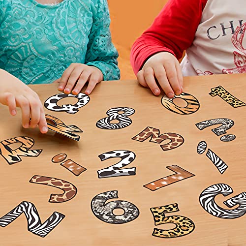 Animal Prints Letters Cutout Animal Letter and Number Accents Animal Texture Letters Wall Decors with 60 Glue Point Dots for Kids Nursery School Classroom (40 Sheets)