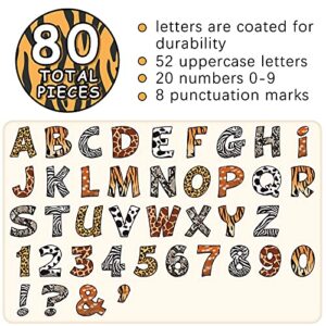 Animal Prints Letters Cutout Animal Letter and Number Accents Animal Texture Letters Wall Decors with 60 Glue Point Dots for Kids Nursery School Classroom (40 Sheets)