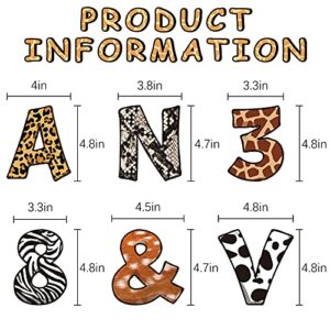 Animal Prints Letters Cutout Animal Letter and Number Accents Animal Texture Letters Wall Decors with 60 Glue Point Dots for Kids Nursery School Classroom (40 Sheets)