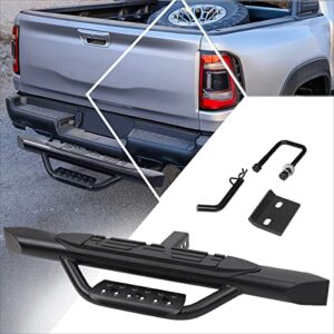 universal 36.5" w x 3.75" od black aluminum rear drop hitch step bar bumper guard fits 2" receiver trailer pickup truck
