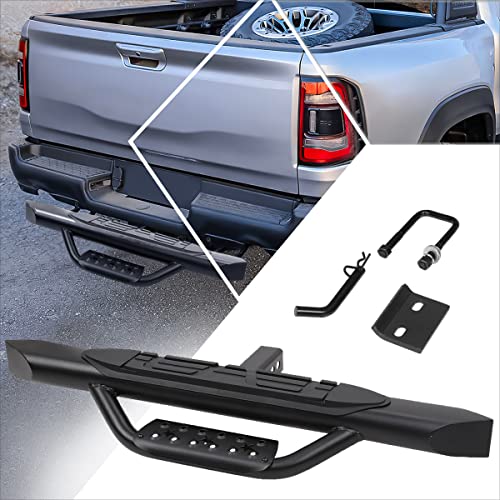 Universal 36.5" W X 3.75" OD Black Aluminum Rear Drop Hitch Step Bar Bumper Guard Fits 2" Receiver Trailer Pickup Truck