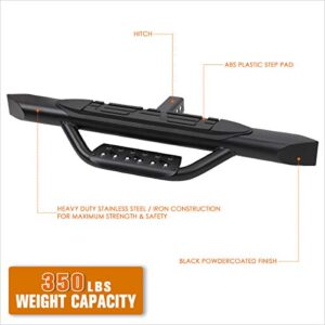 Universal 36.5" W X 3.75" OD Black Aluminum Rear Drop Hitch Step Bar Bumper Guard Fits 2" Receiver Trailer Pickup Truck