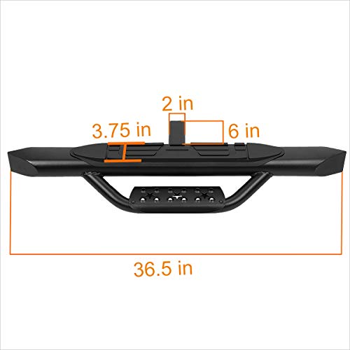 Universal 36.5" W X 3.75" OD Black Aluminum Rear Drop Hitch Step Bar Bumper Guard Fits 2" Receiver Trailer Pickup Truck