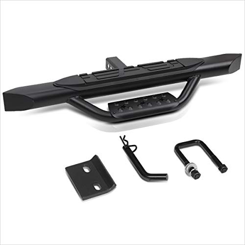 Universal 36.5" W X 3.75" OD Black Aluminum Rear Drop Hitch Step Bar Bumper Guard Fits 2" Receiver Trailer Pickup Truck