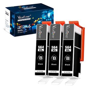 valuetoner compatible ink cartridge replacement for hp 564xl 564 xl for deskjet 3520 3522, officejet 4620, photosmart 7510 7520 printer ( black, 3-pack )