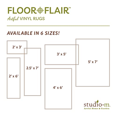 Studio M Floor Flair Farmhouse Plaid Country Neutral - 2 x 6 Ft Decorative Vinyl Rug - Non-Slip, Waterproof Floor Mat - Easy to Clean, Ultra Low Profile - Printed in The USA