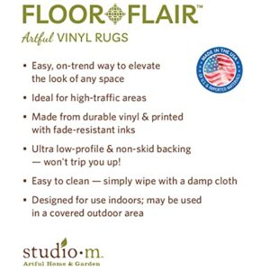 Studio M Floor Flair Farmhouse Plaid Country Neutral - 2 x 6 Ft Decorative Vinyl Rug - Non-Slip, Waterproof Floor Mat - Easy to Clean, Ultra Low Profile - Printed in The USA