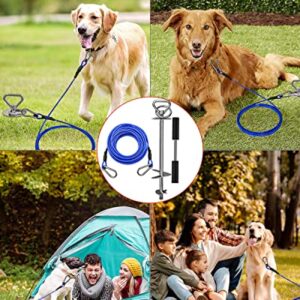 Dog Tie Out Cable and Stake,360° Swivel Dog Yard Stake and Leash - Heavy Duty 304 Stainless Steel Dog Anchor-Holds 1 Large Dogs Over 150LBS Easily-Dog Chain for Yard Outdoor Camping