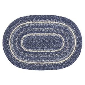 vhc brands great falls blue rug with pvc pad, jute blend, oval, blue white, 20x30 inches