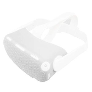 aposu silicone vr shell cover for oculus quest 2 vr headset front cover skin protection anti-scrach shock-resistant accessories for q2 (white)