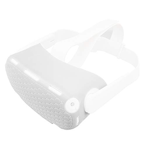 APOSU Silicone VR Shell Cover for Oculus Quest 2 VR Headset Front Cover Skin Protection Anti-scrach Shock-Resistant Accessories for Q2 (White)