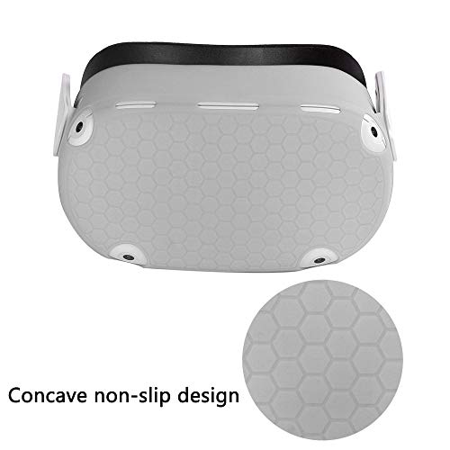 APOSU Silicone VR Shell Cover for Oculus Quest 2 VR Headset Front Cover Skin Protection Anti-scrach Shock-Resistant Accessories for Q2 (White)