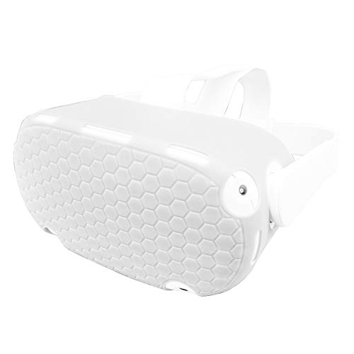 APOSU Silicone VR Shell Cover for Oculus Quest 2 VR Headset Front Cover Skin Protection Anti-scrach Shock-Resistant Accessories for Q2 (White)