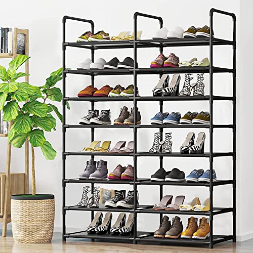 SUOERNUO Shoe Rack Storage Organizer 8 Tier Metal Tall Free Standing Shelf for Closet Entryway Bedroom,Black