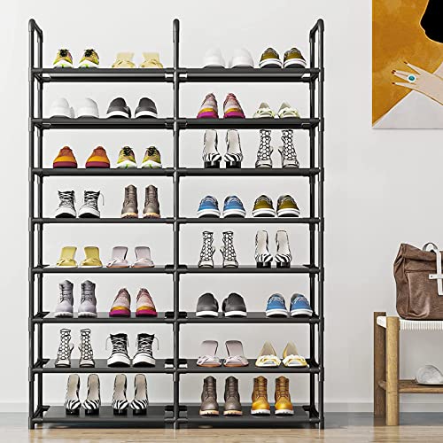 SUOERNUO Shoe Rack Storage Organizer 8 Tier Metal Tall Free Standing Shelf for Closet Entryway Bedroom,Black