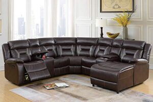 hollywood decor cerignola motion reclining sectional upholstered in brown gel leatherette