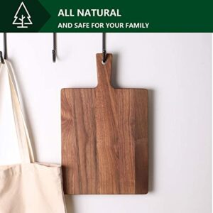 VANDROOP Walnut Cutting Board with Handle, Hanging Wood Cutting Board/Butcher Board/Cheese Bread Board/Cooked Food Board Kitchen,16" x 10" x 0.8" Square Cutting Board,Charcuterie Boards