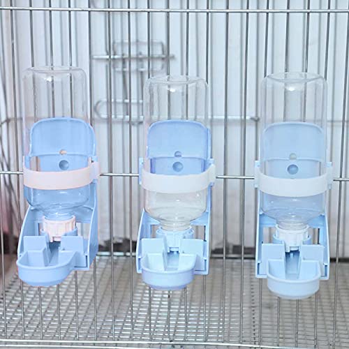 chenming Rabbit Water Bottle,17oz Hanging Automatic Small Animal Water Bottle Bowl,Pet Cage Suspended Automatic Water Dispenser for Rabbits Hamsters Chinchillas Hedgehogs Ferrets (Blue)