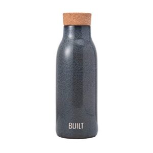 built ceramic water bottle with cork lid, 17-ounce, blue reactive