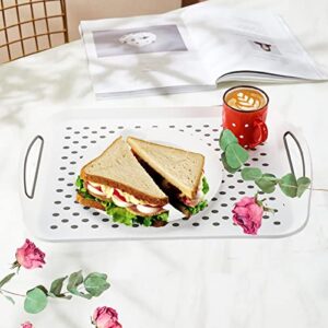 TOPZEA 2 Pack Non-Slip Food Serving Tray with Handle, Plastic Rectangular Restaurant Serving Tray Cafeteria Fast Food Breakfast Tray Coffee Table Tray for Eating on Bed, Couch, Car