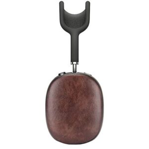 dayjoy leather case compatible with airpods max, glossy effect soft leather protective case cover for airpods max (brown)