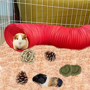 Hamster Fun Tunnel Guinea Pigs Tube 3 Pack Grass Balls with Apple Sticks Toys Hiding Training Exercising for Chinchillas Ferrets Guinea Pigs Gerbils Hamsters Dwarf Rabbits