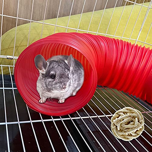 Hamster Fun Tunnel Guinea Pigs Tube 3 Pack Grass Balls with Apple Sticks Toys Hiding Training Exercising for Chinchillas Ferrets Guinea Pigs Gerbils Hamsters Dwarf Rabbits