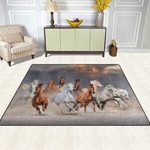 ALAZA Horse Herd Sunset Animal Non Slip Area Rug 5' x 7' for Living Dinning Room Bedroom Kitchen Hallway Office Modern Home Decorative