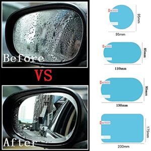 2PCS Film Anti Rain Water Repellent Film Car Mirror Window Clear Films Anti Dazzle Rearview Mirror Anti Fog Rainproof Film (Elliptic-110x85mm)