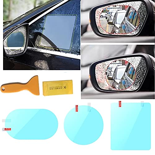 2PCS Film Anti Rain Water Repellent Film Car Mirror Window Clear Films Anti Dazzle Rearview Mirror Anti Fog Rainproof Film (Elliptic-110x85mm)