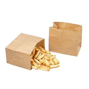 bag tek 4.25" x 2.5" x 3.75" paper bags for snacks, 100 large paper bag for foods - disposable, greaseproof, paper kraft snack bags, for popcorn, cookies, fries, and more, restaurantware